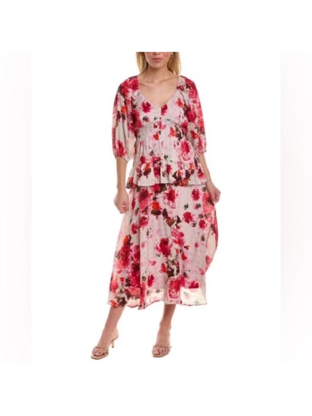 Taylor Pink Floral Midi Dress